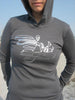 Womens long-sleeve hoodie tee - Asphalt w/ Silver foiling