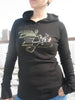 Womens long-sleeve hoodie tee - Black w/ Gold foiling